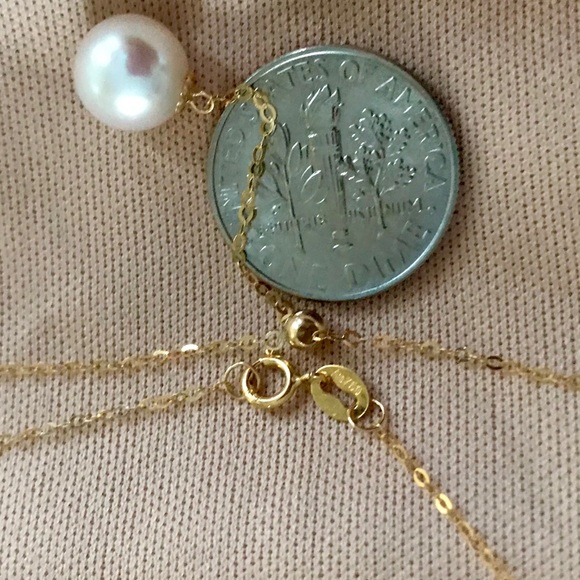 Real 18K Gold Freshwater Pearl Necklace - Picture 3 of 7